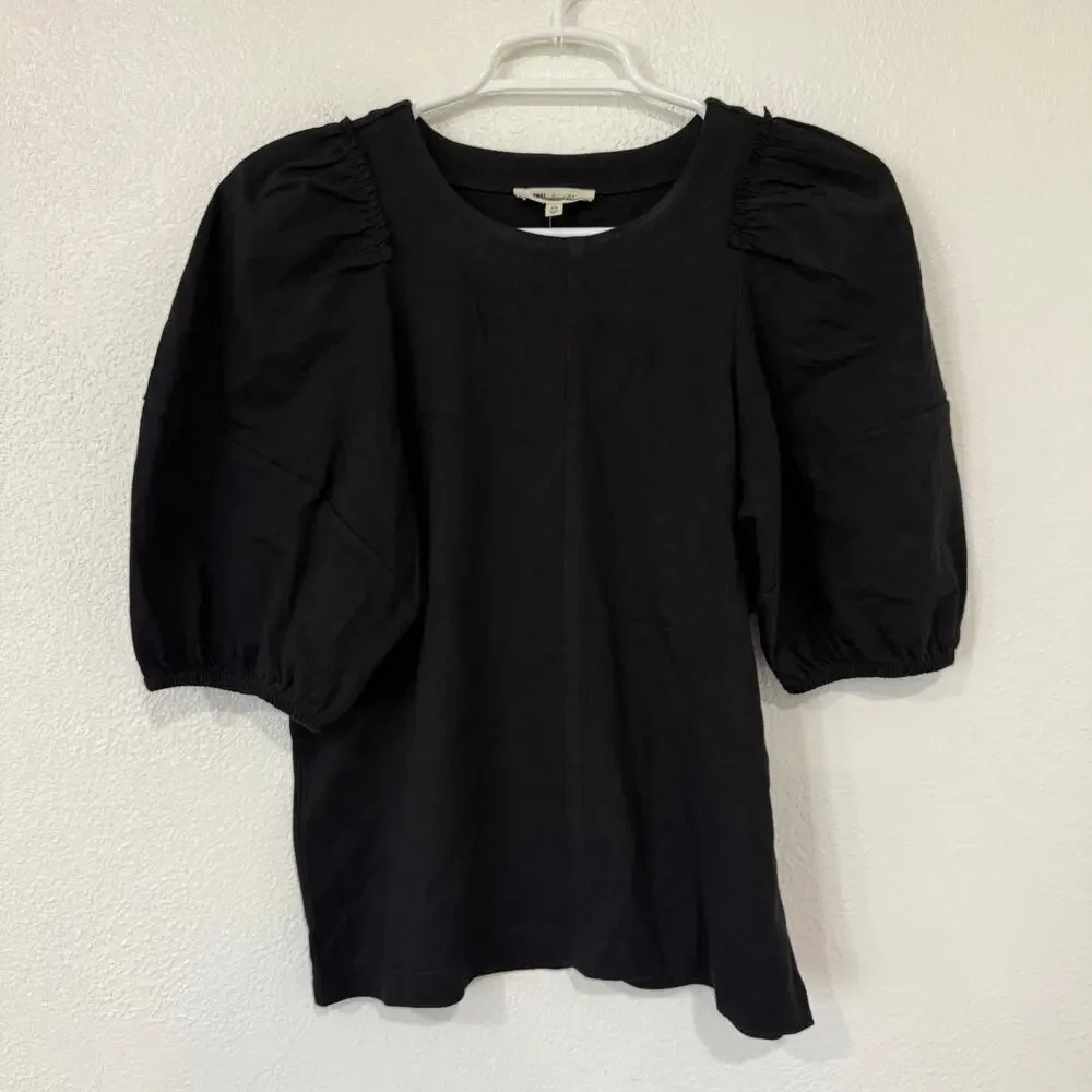 NWT Madewell Puff Sleeve Tee in Jet Black Chic Girly Feminine NT331 Size XS